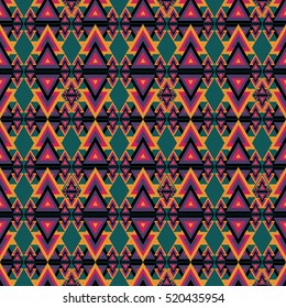 Vector angular colorful pattern. Abstract Triangle pattern. Ethnic collection, aztec stile, tribal art, can be used for wallpaper, cover fills, web page background, surface textures.
