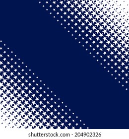 Vector angular texture with white stars on a blue background