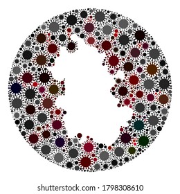 Mosaico cartográfico de la provincia de Vector Anhui del virus covid-2019. La infección ataca el territorio de cuarentena desde el exterior. Collage de mapas de la provincia de Anhui diseñado con elementos de infección.