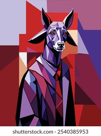  Vector animal. Abstract deer. Scholarly deer in a robe.