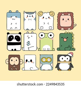 Vector animal animals with a very cute square shape
