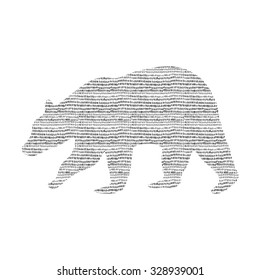 Vector animal bear. Hand drawing ethnic style animal.
