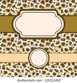Vector Animal brush stroke set of frames and seamless pattern background with hand drawn elements