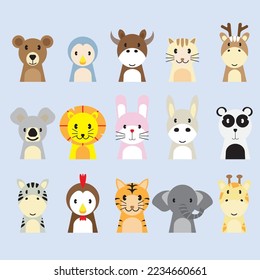 The vector animal bundle cartoon style for kid