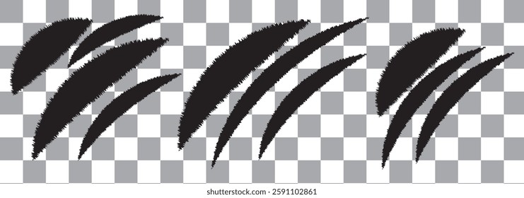 Vector animal claw scratch set on transparent background