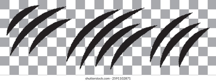 Vector animal claw scratch set on transparent background