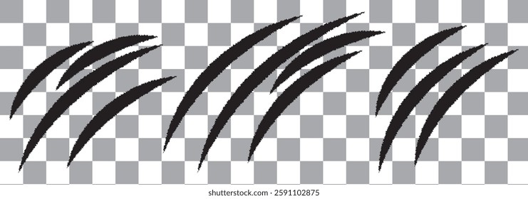 Vector animal claw scratch set on transparent background