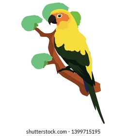 Vector animal clip art. Vector illustration of a yellow beak parakeet dominated by yellow