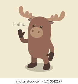 vector animal deer cute waving. Vector illustration in flat cartoon style.