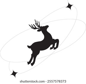 vector animal deer and stars black color