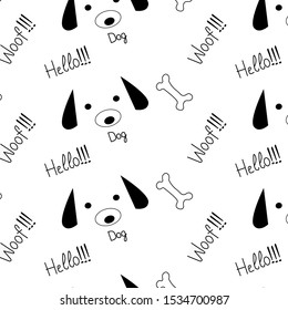 Vector Animal dog and bone abstract design vector template Negative space style. Print or Poster Design for Kids, Card, Baby dishes, clothes, web sites, printed materials, textile, wrapping paper