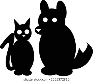 vector animal dog cat  black color illustration