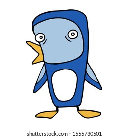 Vector animal in doodle style. Penguin.