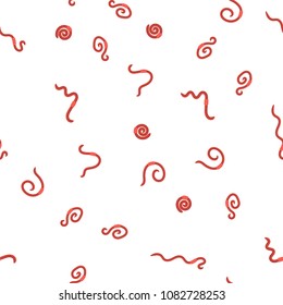 Vector Animal Earth Red Worms for Fishing Seamless Pattern on White Background