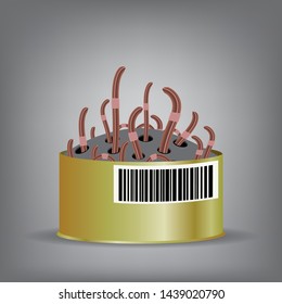 Vector Animal Earth Red Worms for Fishing on Grey Background.