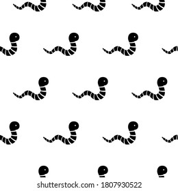Vector Animal Earth Worms for Fishing Seamless Pattern on White Background