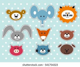 Vector animal faces. stickers