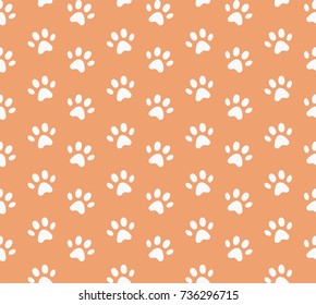 Vector Animal footprint Seamless Pattern. Doodle texture.
