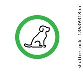 Vector animal friendly icon sign. Dogs are welcome. Pet allowed symbol illustration. Simple background print with green circle and line puppy