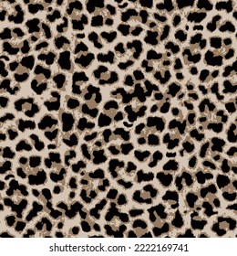 Vector Animal hairy skin realistic leopard hand drawn illustration wild life jaguar panther safari jungle natural skin cheetah trendy seamless pattern suitable for printing on fabric, fashion trendy