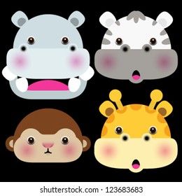 vector animal head icons