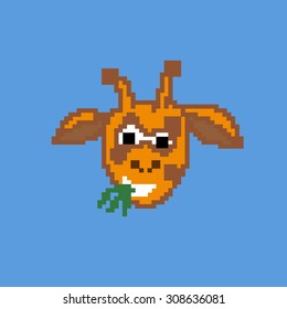 Vector animal icon. The giraffe on blue for design children games . 