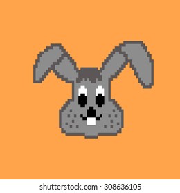 Vector animal icon. The rabbit on yellow for design children games . 