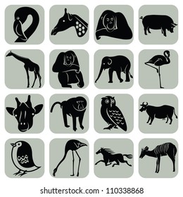 Vector animal icons set collection