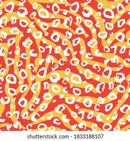 Vector animal leopard seamless pattern, jaguar skin texture print. Fashion abstract background. Colorful trendy textile, fabric, apparel design.