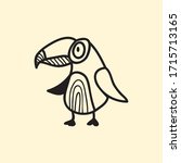 vector animal line icon for web, tatto, logo toucan