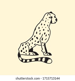 vector animal line icon for web, tatto, logo cheetah