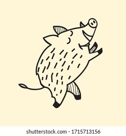 vector animal line icon for web, tatto, logo boar