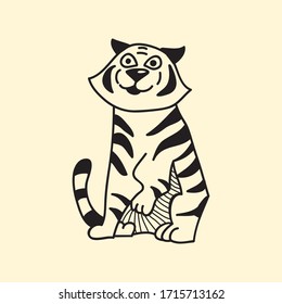 vector animal line icon for web, tatto, logo tiger