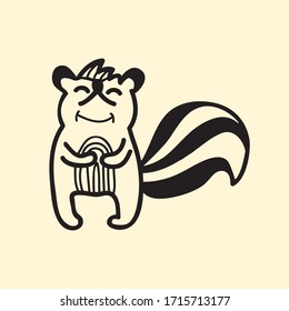 vector animal line icon for web, tatto, logo skunk