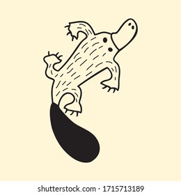 vector animal line icon for web, tatto, logo platypus