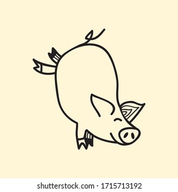 vector animal line icon for web, tatto, logo pig