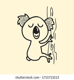 vector animal line icon for web, tatto, logo koala