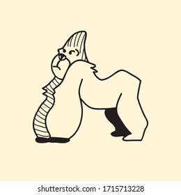 vector animal line icon for web, tatto, logo gorilla