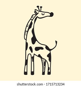 vector animal line icon for web, tatto, logo giraffe