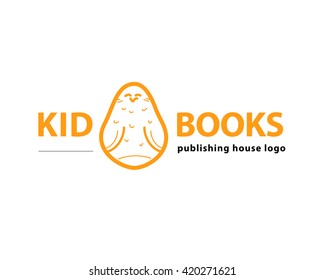 Vector animal logo isolated on white background. Simple flat bird, owl icon. Publishing house logo.