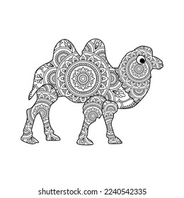 Página de color de mandala para animales vectores para niños