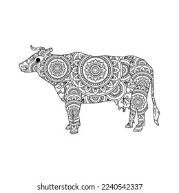 Vector animal mandala coloring page for kids