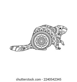 Página de color de mandala para animales vectores para niños