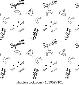 Vector Animal mouse and cheese abstract design vector template Negative space style. Print or Poster Design for Kids, Card, Baby dishes, clothes, web sites, printed materials, textile, wrapping paper