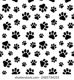 Vector animal pattern - Cat paw seamless pattern - dog paw print wallpaper background