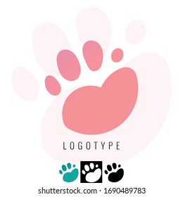 Vector Animal Paw, Heart, Veterinary Logo. Icon.