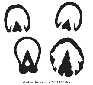 Vector animal paw print stamp: horse hooves silhouettes set