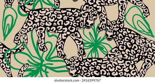 Impresión animal vectorial. Diseño de patrones de leopardo sin fisuras para tejidos y textiles, embalaje, diseño de web y medios sociales
