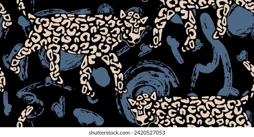 Vector animal print. Seamless leopard pattern design for fabric and textile, packaging, web and social media design
