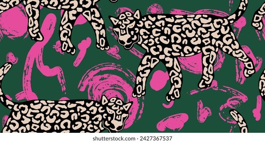 Vector animal print. Diseño de patrón de leopardo sin costura para tela y textil, embalaje, web y diseño de redes sociales
